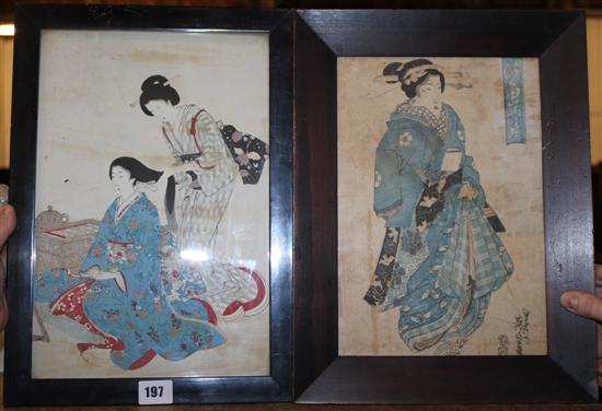 4 Japanese woodblock prints of ladies